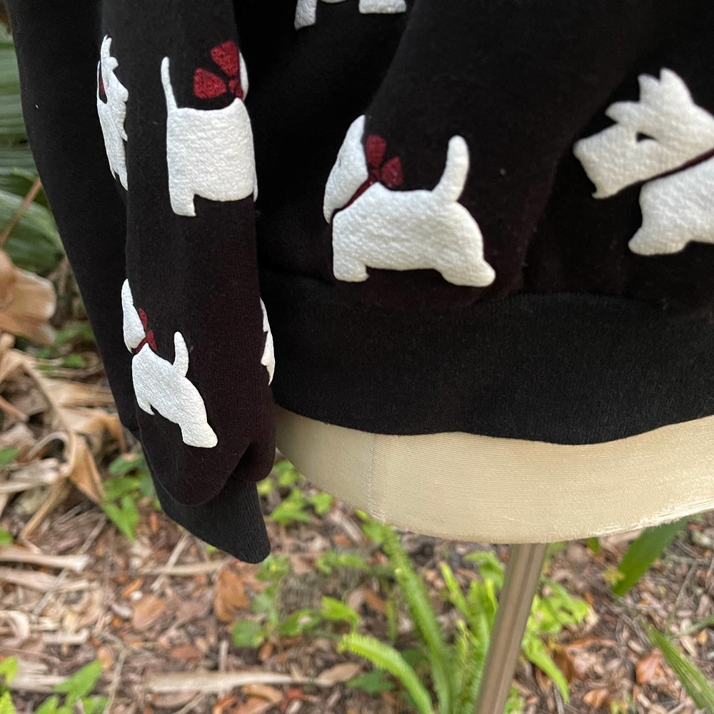Vintage 80s Black Background with White Scottie Dog Pattern by Scoop Size L - Picture 6 of 9
